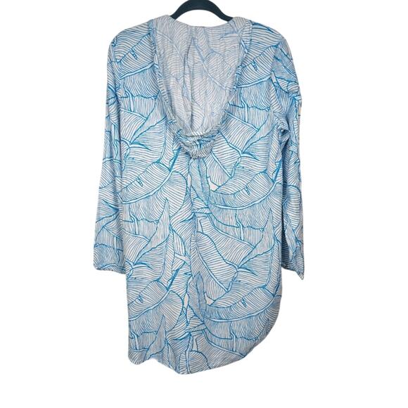 Charlie Holiday Beach Swim Cover Up Hooded Resort Vacation White Blue US Size 4 - Picture 2 of 8